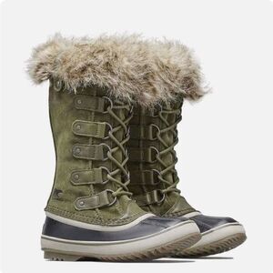 Sorel Joan of Arctic Nori Olive Green Dark Stone Waterproof Winter Duck Boots 8